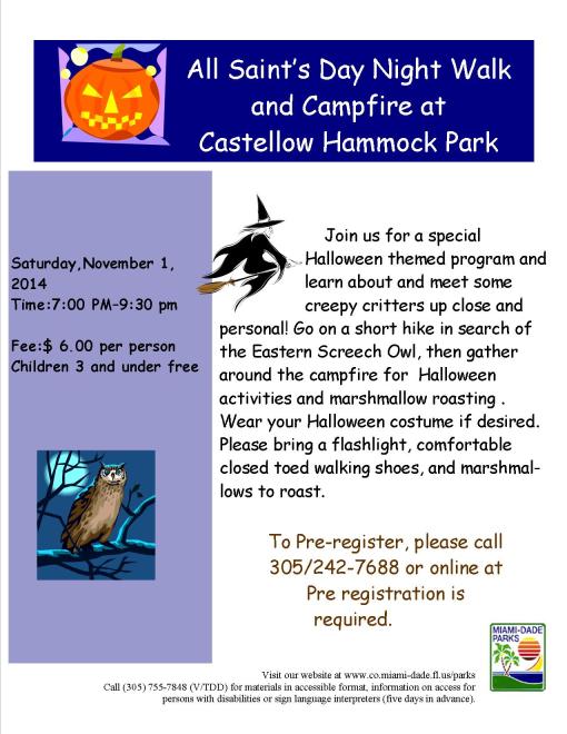 Halloween Night walk and campfires , November 1, 2014
